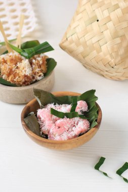 Cenil and Sawut, Two Various Jajanan pasar or Traditional Snack from Indonesian. Usually Sold at Traditional Market.