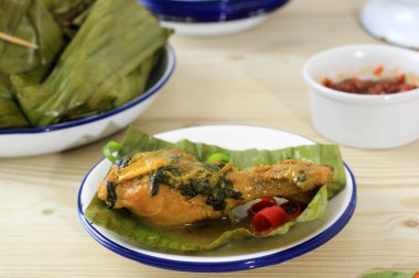 Chicken Drumstick Pepes Ayam Steamed Chicken  and Wrap with Banana Leaf Traditional Recipe From Indonesia