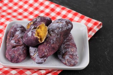 Korean Sweet Potato Mochi Bread, Made from Purple Yam (Goguma), Milk, Sticky Flour, and Starch