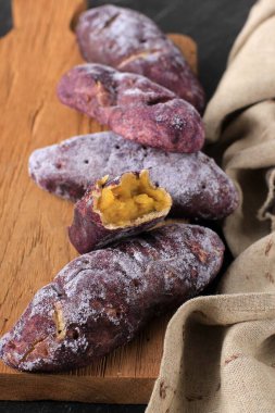 Korean Sweet Potato Mochi Bread, Made from Purple Yam (Goguma), Milk, Sticky Flour, and Starch