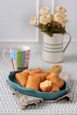Indonesian Fried Bread Called Roti/Kue Bantal or Famous Name Odading, Selected Focus
