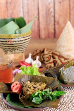 Pepes Ayam Indonesian Steamed Chicken Wrapped  with Banana Leaf, Traditional Food