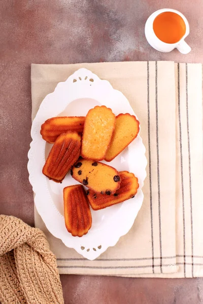 Chesee Vanilla Csokoládé Chips Madeleine Francia Vajas Torta Cookie — Stock Fotó
