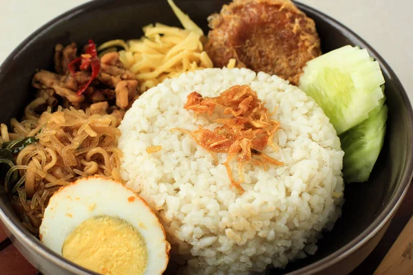 Close Nasi Uduk Fried Shallots Bawang Goreng Indonesian Popular Breakfast — Stok Foto