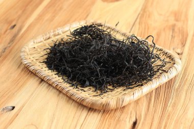 Hijiki Seaweed with Dried Seaweed Ingredients for Japanese Cuisine clipart