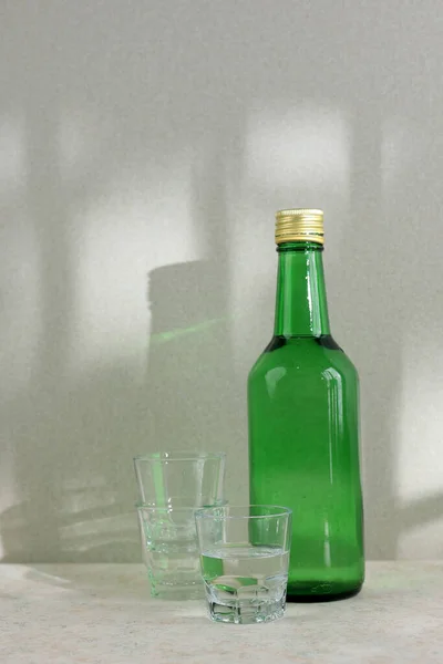 Green Bottle of Korean Gin Soju, Alcoholic Beverages