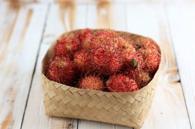 Rambutan, Tropical Fresh Fruit with Hairy Skin, Nephelium lappaceum clipart