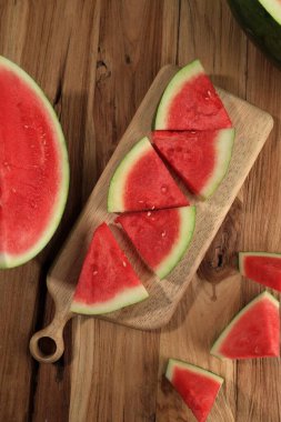 Üst Manzara Endonezya Taze Dilimlenmiş Kırmızı Karpuz 