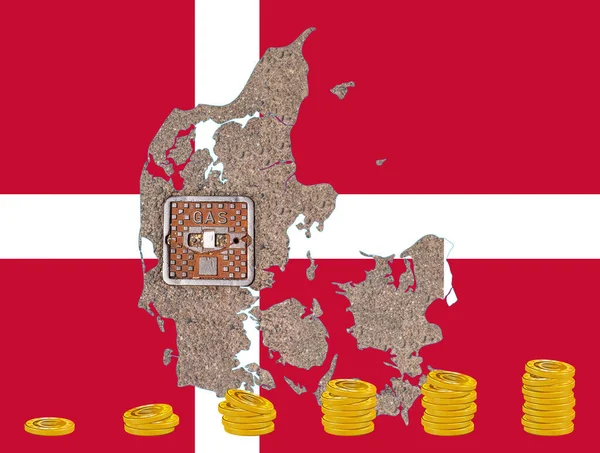 Συνοπτικός Χάρτης Της Δανίας Την Εικόνα Της Εθνικής Σημαίας Κάλυψη — Φωτογραφία Αρχείου