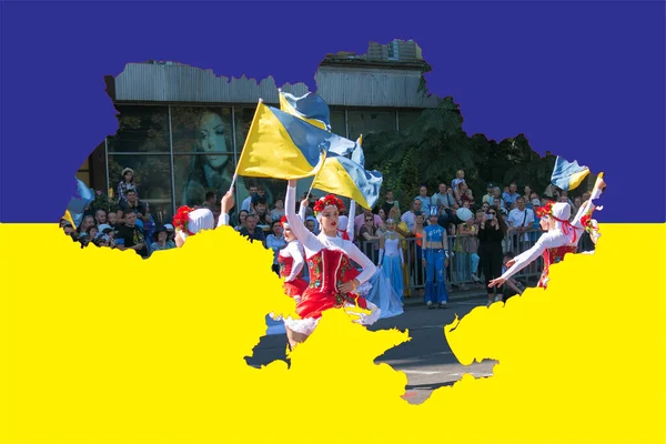Dnipro Ukraine 2021 Les Citoyens Célèbrent Jour Ville Danseuses Avec — Photo