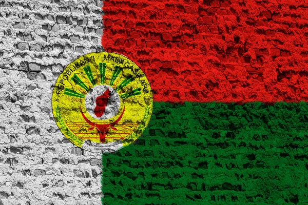 Madagaskarská Vlajka Textuře Koncepční Koláž Června Vlajka Dne Nezávislosti Madagaskaru — Stock fotografie