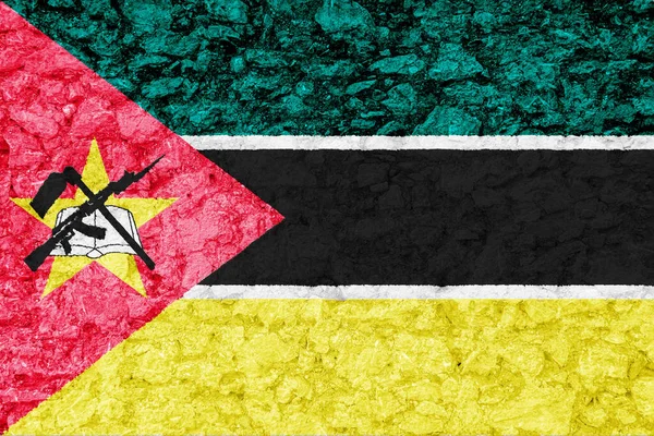 Flagga Moçambique Strukturerad Bakgrund Begreppscollage — Stockfoto