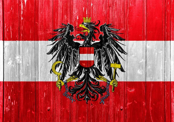Bendera Dan Lambang Negara Austria Dengan Latar Belakang Bertekstur Konsep — Stok Foto