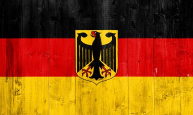 Arkaplanda Almanya bayrağı var. Kavram kolajı.