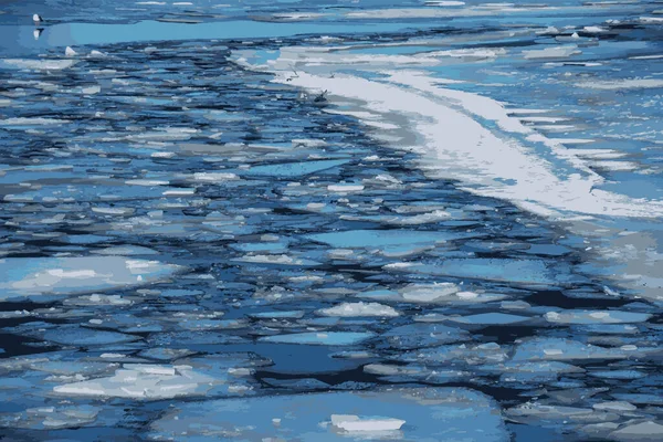 Realistická Ilustrace Ledového Povrchu Řeky Textura Ledu Pokrytá Sněhem Zimní — Stock fotografie