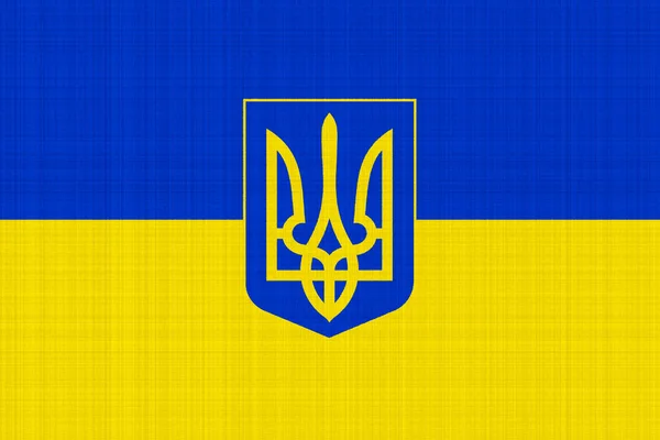 Vlajka Erb Ukrajiny Texturovaném Pozadí Koncepční Koláž — Stock fotografie