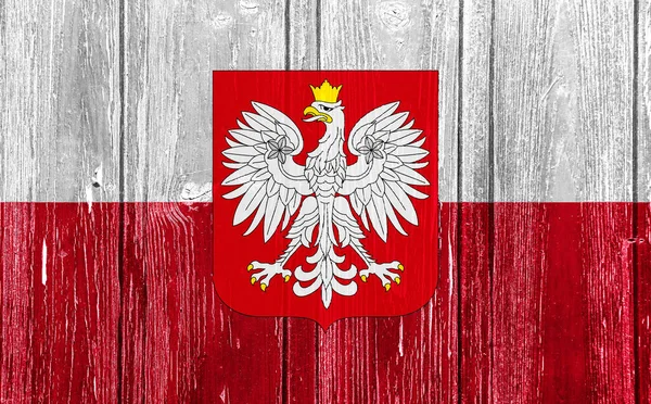 Флаг Герб Польши Текстурированном Фоне Концепция Коллажа — стоковое фото