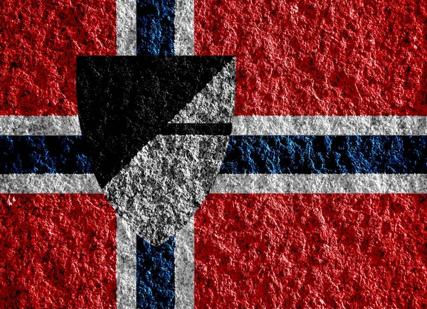 Svalbard Bayrakları Arması Dokulu Bir Arka Planda Kavram Kolajı — Stok fotoğraf