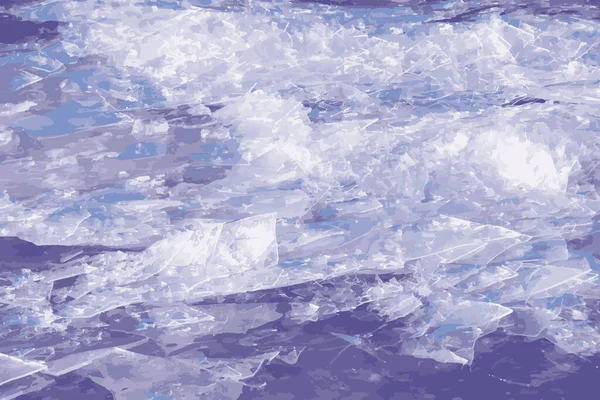 Realistyczna Ilustracja Lodowatej Powierzchni Rzeki Tekstura Lodu Pokryta Śniegiem Tło — Zdjęcie stockowe