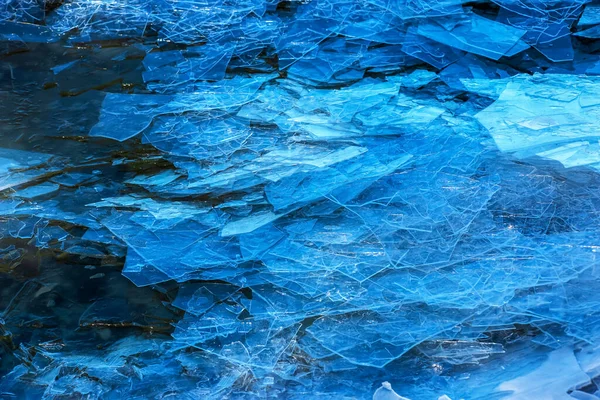 Superfície Gelo Rio Textura Fragmentos Gelo Água Durante Período Congelação — Fotografia de Stock