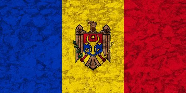 Flagge Und Wappen Der Republik Moldau Auf Strukturiertem Hintergrund Konzeptcollage — Stockfoto