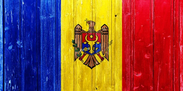Bandera Escudo Armas Moldavia Sobre Fondo Texturizado Concepto Collage —  Fotos de Stock