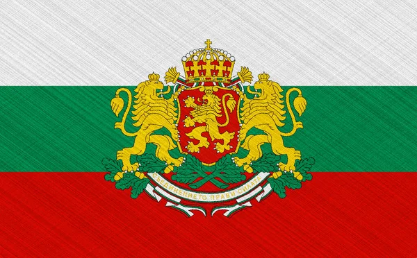 Σημαία Και Οικόσημο Της Βουλγαρίας Ανάγλυφο Φόντο Κολάζ Έννοιας — Φωτογραφία Αρχείου