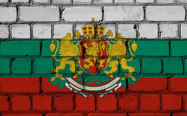 Vlajka Erb Bulharska Strukturovaném Pozadí Koncepční Koláž — Stock fotografie