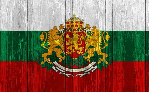 Vlajka Erb Bulharska Strukturovaném Pozadí Koncepční Koláž — Stock fotografie