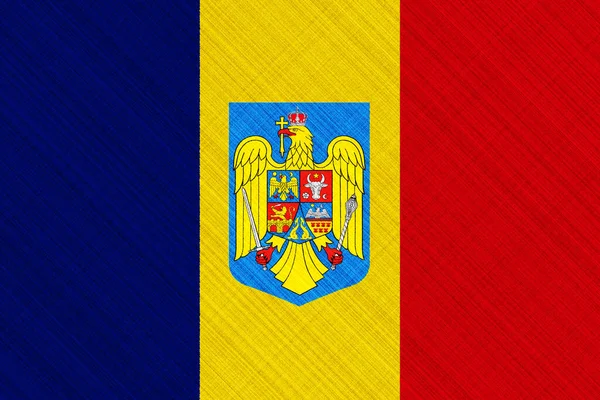 Прапор Герб Румунії Текстурованому Тлі Концепція Колажу — стокове фото