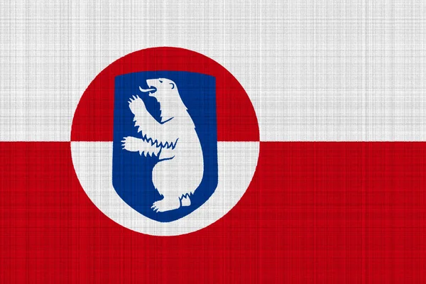 Grönland Bayrağı Arması Dokulu Bir Arka Planda Kavramsal Kolaj — Stok fotoğraf