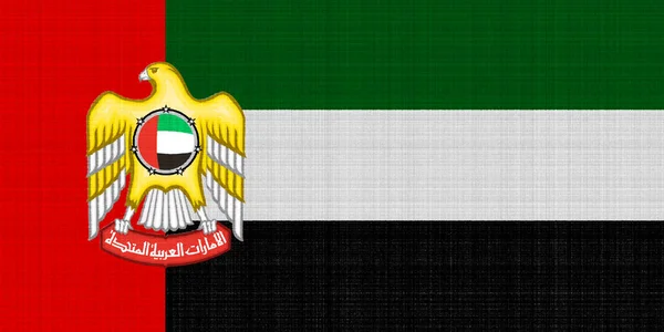 Flagge Und Wappen Der Vereinigten Arabischen Emirate Auf Strukturiertem Hintergrund — Stockfoto
