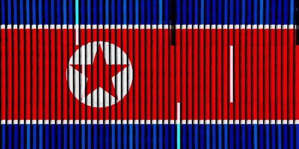 北朝鮮の国旗をテクスチャの背景に コンセプトコラージュ — ストック写真