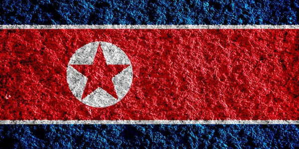 북한의 국기가 문자로 기록되어 콜라주 — 스톡 사진