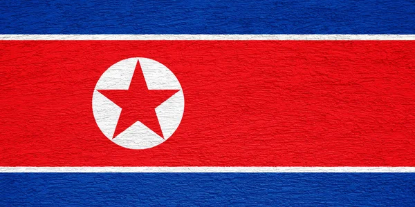 북한의 국기가 문자로 기록되어 콜라주 — 스톡 사진
