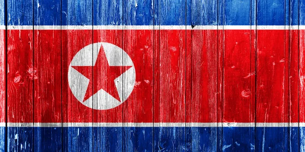 Vlag Van Noord Korea Een Gestructureerde Achtergrond Concept Collage — Stockfoto