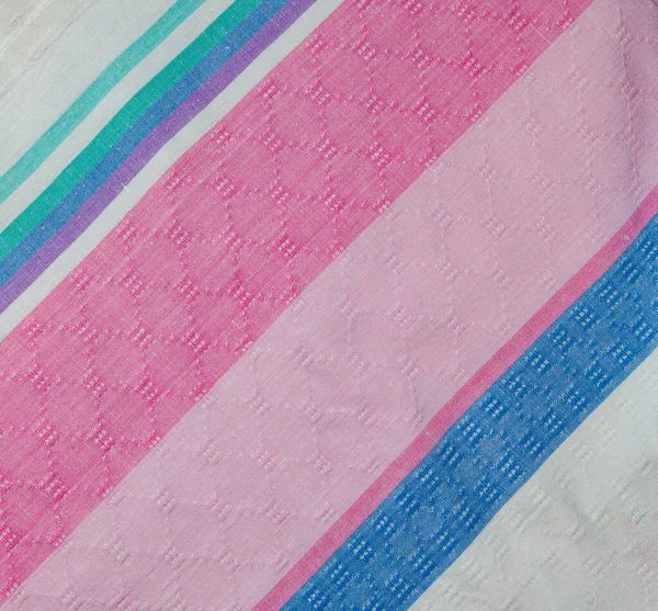 Detailní Detaily Vzorků Textury Vícebarevné Tkaniny — Stock fotografie