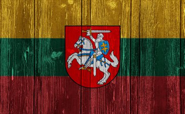 Flag of Lithuania on a textured background. Concept collage.