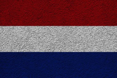 Netherlands flag on a textured background. Concept collage.