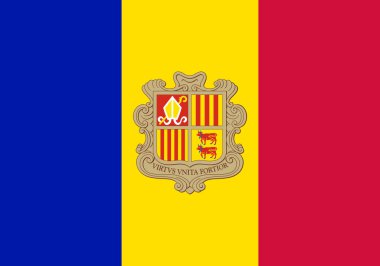 Flag of Andorra. The Principality of Andorra is one of the dwarf states of Europe.