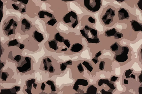Realistic closeup illustration of fleece fabric with leopard pattern. Brown-beige and black striped repeating on the surface of fur clothes, abstract texture background.