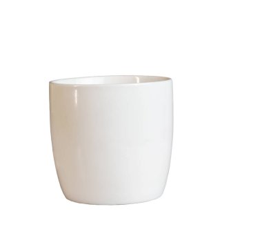 White cup on a white background. Side view. Mockup template