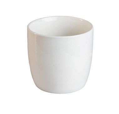 White cup on a white background. Side view. Mockup template