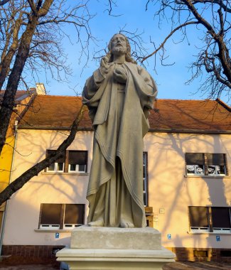 Nitra, Slovakia -01.29.2023: Statue of Jesus Christ in the historical center of the city.