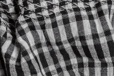 Realistic illustration background texture, pattern. Wool scarf, like Yasser Arafat. The Palestinian keffiyeh is a black and white checkered scarf that is usually worn around the neck or head.