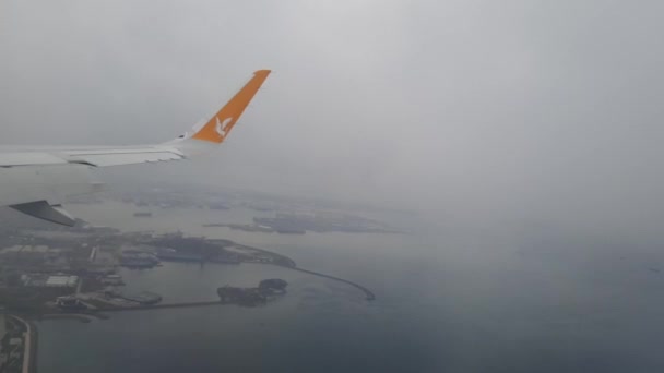 Istanbul Turkey 2021 Pegasus Airline Plane Comes Landing Istanbul Clouds — Vídeo de Stock