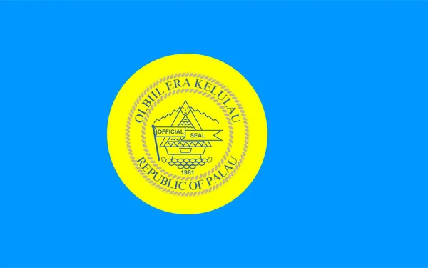 パラオ共和国の国旗 パラオ共和国の国章 オセアニアの国 — ストック写真