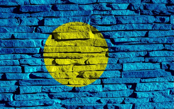 Flag Republic Palau Textured Background Concept Collage — Foto Stock