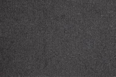 Siyah örülmüş kumaşın gerçekçi bir tasviri. Soyut modern örgü dokusu siyah renk. Koyu örülmüş arka plan