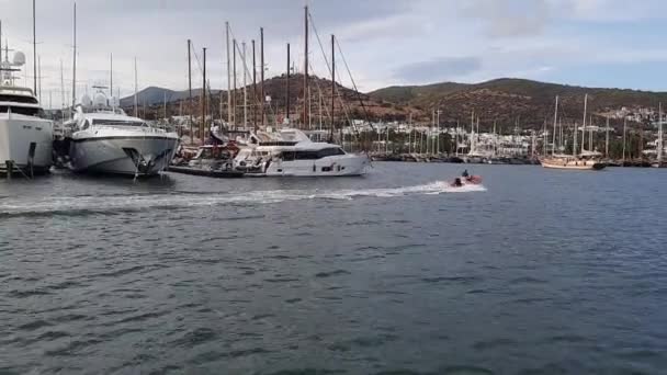 Bodrum Turkey 2021 Scenic View Moored Yachts Bodrum Port City — Stock Video